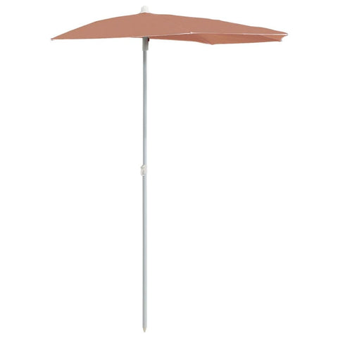vidaXL Half Round Garden Parasol with Strong Steel Pole and 5 Ribs in Terracotta Orange - UV Protective and Easy Clean Polyester Cover