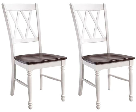 Crosley Furniture Shelby Traditional Wood X-Back Dining Room Chairs Set of 2, Kitchen Chair, Distressed White