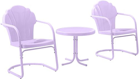 Tulip 3Pc Retro Outdoor Chair Set Lavender Gloss - Side Table & 2 Chairs