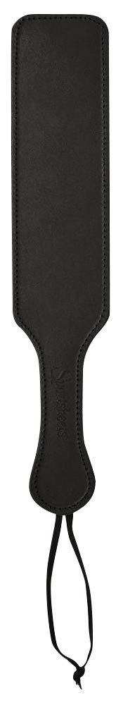 Sex & Mischief Fur Lined Leather Paddle, Black, 14.5 Inch