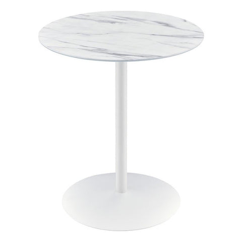 Lilola Home Circa End Table with White Marble Textured Glass Top
