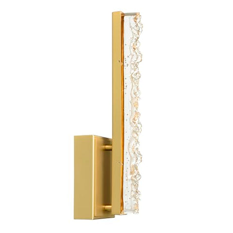 Stagger Integrated LED 5" Brass Modern Wall Light with Handmade Textured Glass for Living Room Hallways Entryway Bedroom