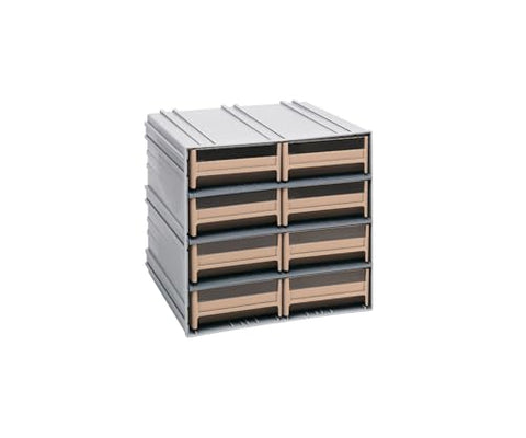 Quantum QIC-83IV Interlocking Gray Storage Cabinet with 8 Ivory Drawers, 11.38-Inch by 11-3/4-Inch by 11-Inch