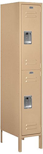 Salsbury Industries 62158TN-U Double Tier 12-Inch Wide 5-Feet High 18-Inch Deep Unassembled Standard Metal Locker, Tan Brown
