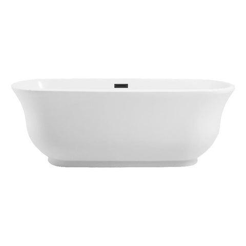 Elegant Kitchen And Bath 67" Soaking Bathtub In Glossy White With Matte Black