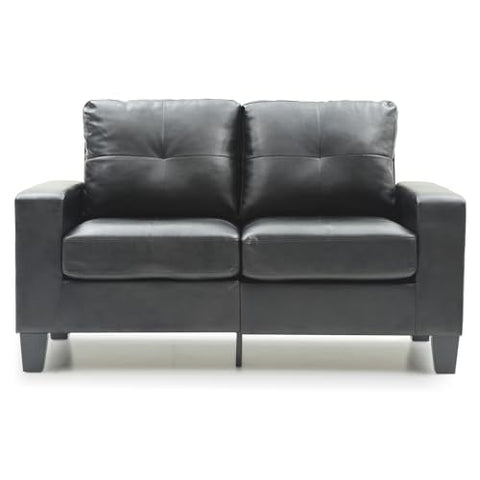 Newbury 58 in. W Flared Arm Faux Leather Straight Sofa in Black