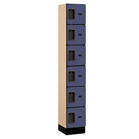 12Inches  Wide Six Tier Box Style Designer Wood Locker - 1 Wide - 6 Feet High - 15 Inches Deep - Blue