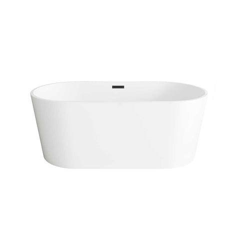 Elegant Kitchen And Bath 59" Bathtub In Glossy White With Matte Black Trim