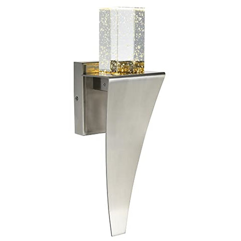 CWI Lighting Catania Modern LED Wall Sconce with Satin Nickel Finish for Bedroom, Hallway, Living Room – Integrated LED, No Bulb Required – BACL Certified with 3-Year Warranty