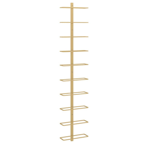 vidaXL Wall-Mounted Wine Rack – Holds 10 Bottles – Gold Metal Bottle Holder – Wine Storage for Modern Kitchens/Pantries/Bars – 47.2" Height