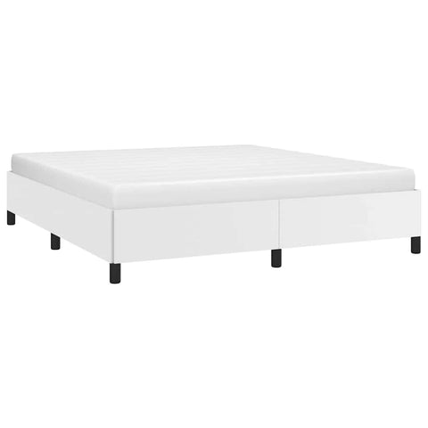 vidaXL California King Size Bed Frame with Plywood Slats, Platform Bed Frame, Faux Leather Upholstered Mattress Foundation, No Box Spring Needed & Easy Assembly, White, Without Mattress