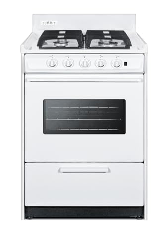 Summit 24" Gas Range, Natural Gas Range, 2.92 cu.ft Oven, 4 Burners, Oven Window, White- WTM6107ISW