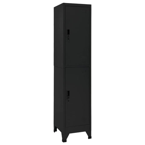 vidaXL Locker Cabinet, Home Office Storage Cabinet with Lockers, File Cabinet for Home School Changing Room, Storage Locker, Black Steel