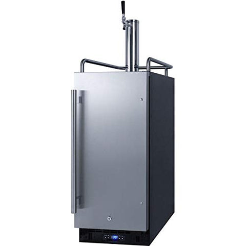 Summit Appliance SBC15NKCSS Built-in 15" Wide Commercially Listed Kegerator with Auto Defrost, Digital Thermostat, Versatile Kegerator, Front Lock, Sealed Back and Complete Stainless Steel Exterior