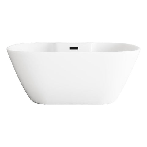 Elegant Kitchen And Bath 59" Bathtub In Glossy White With Matte Black Trim
