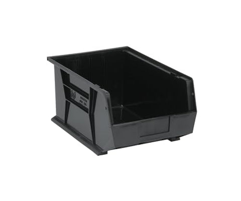 Quantum Storage Systems QUS255BK Ultra Stack & Hang Heavy Duty Part Organizer Black Bins 16" L x 11" W x 8" H 4 Pack