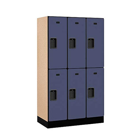 Salsbury Industries Double Tier Designer Wood Locker, Blue, 5' 3" x 18"