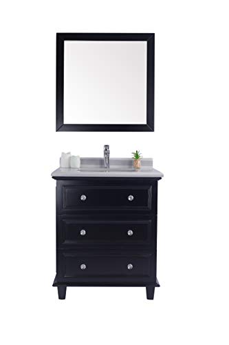 Laviva Luna - 30 - Espresso Cabinet White Stripes Marble Countertop