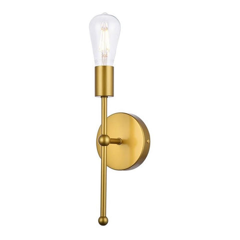 Living District Keely 1-Light Mid-Century Metal Wall Sconce in Brass