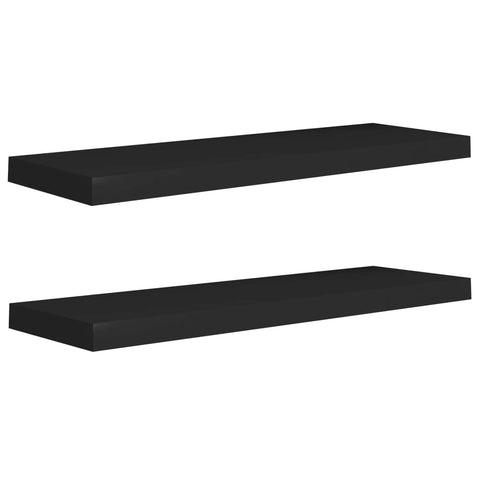 vidaXL Black Floating Wall Shelves, Set of 2, Modern Design, Honeycomb MDF, and Metal Construction, 31.5"x 9.3"x 1.5"