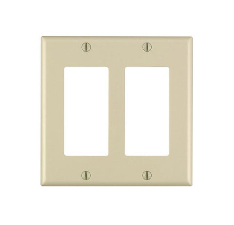 Leviton 2-Gang Decora/GFCI Device Wallplate, Standard Size, Thermoset, 80409-I, Ivory