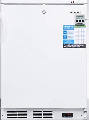 Summit Appliance VT65MLBIVAC Built-in Undercounter Vaccine Storage All-Freezer with Digital Thermostat, Temperature Alarm, Self-closing Door, Lock, Hospital Grade Cord and White Exterior