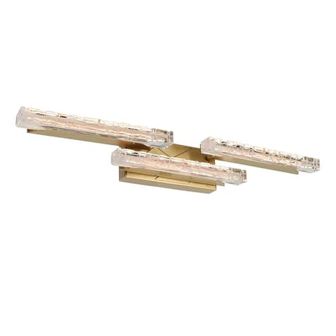 CWI Lighting Valira Integrated LED 36" Brass Modern Vanity Light with Handmade Textured Glass for Bathrooms Powder Rooms Vanities