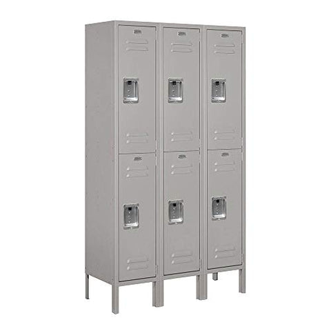 Assembled Double Tier 3 Wide Standard Locker Color: Gray, Size: 66" H x 12" W x 12" D