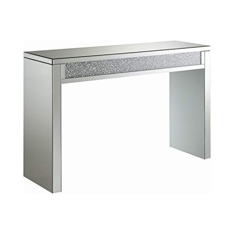 Coaster Home Furnishings - Gillian - Mirror and Metal - 47-Inch Rectangular Entryway Console Table with Acrylic Crystals and Square Edge - Living Room and Hallway - Silver - 722499