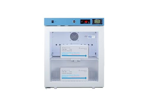 EQTemp 1.94 cu. ft Vaccine Refrigerator, NSF/ANSI 456 Certified, Medical Storage, Compact Glass Door (Left Hand Door)- ACR22GNSF456LHD