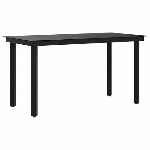vidaXL Powder-Coated Steel & Glass Patio Dining Table, Minimalist Design, Easy to Clean, Rectangular Outdoor Table Perfect for Garden, Balcony - Black, 55.1"x27.6"x29.1"