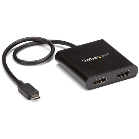 StarTech.com USB-C to Dual HDMI Adapter, USB Type-C Multi-Monitor MST Hub, Dual 4K 30Hz/1080p 60Hz HDMI Laptop Display Extender / Splitter, Extra-Long Built-In Cable, Windows Only (MSTCDP122HD)
