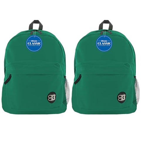 BAZIC PRODUCTS Classic Backpack, Green, Pack of 2 (BAZ1053-2)