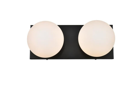 Living District Jaylin 2-Light Iron & Glass Bath Sconce in Black/Frosted White