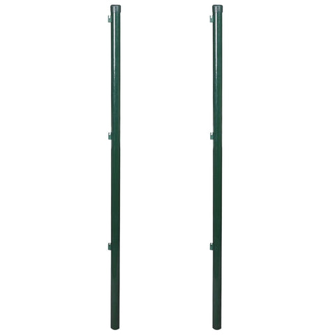 vidaXL Iron Fence Posts - Durable 45.3" Dark Green Posts Designed for Fixed Installation Into Dirt - 2 pcs Included