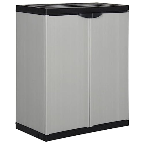 vidaXL Garden Storage Cabinet with Shelf in Gray and Black - PVC and PP Cabinet - Compact and Secure Outdoor Cabinet