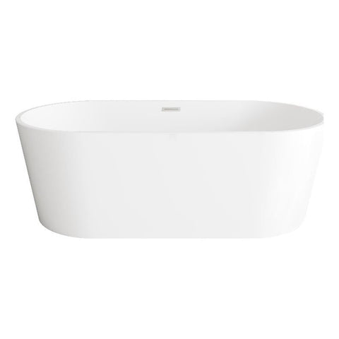 Elegant Kitchen And Bath 67" Bathtub In Glossy White With Brushed Nickel Trim