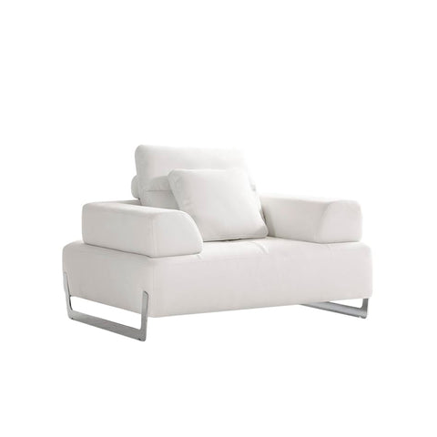 Pasargad Home Ravenna Accent Chair with Sliding Bakcrest & Armrest, Chrome Legs and White Fabric Upholstery Chair for Living Room, Bedroom - W46