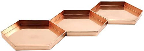 Oakestry Hexagonal Tray (Set of 3), 9", Copper
