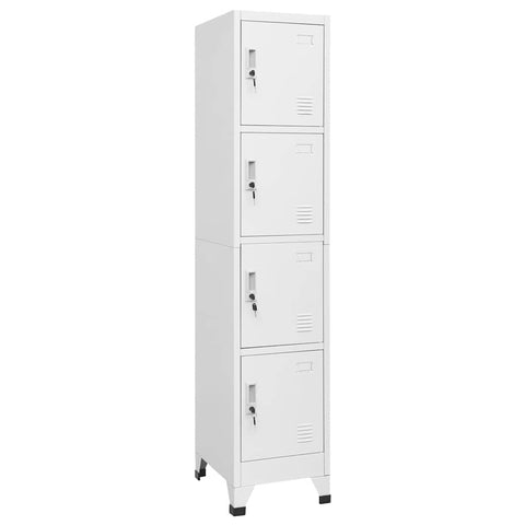 vidaXL Locker Cabinet with 4 Compartments, Easy Assembly, Steel, Industrial-Style, Gray, Secure Storage Locker for Changing Rooms, Sports Facilities, 15"x17.7"x70.9"