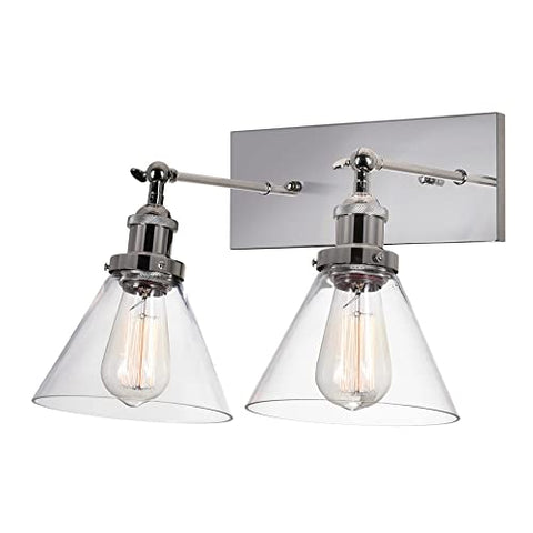 CWI Lighting 15'' Polished Nickel Modern Wall Sconce for Hallway, Living Room, Entryway – 2 Light E26 – LED Compatible
