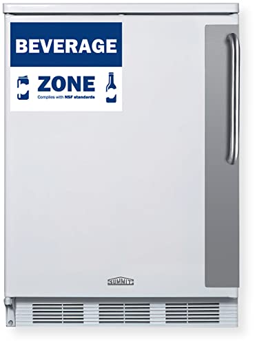 Summit Appliance FF6W7BZADALHD 24" Wide ADA Height European Solid Door Commercial Beverage Zone All-Refrigerator in White, Stainless Steel Towel Bar Handle and Left Hand Door Swing