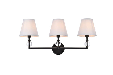 Elegant Lighting Living District Bethany 3-Light Metal Bath Sconce in Black and White