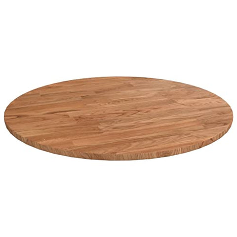 vidaXL Round Table Top, Dining Table Top, Replacement Table Top for Restaurant Cafe Hotel, Coffee Table Top, Light Brown Treated Solid Wood Oak