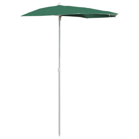 vidaXL Half-Round Garden Parasol – Green Outdoor Umbrella with UV Protective Polyester for Patio, Deck, Garden, with Sturdy Steel Structure
