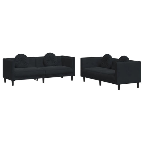 vidaXL 2-Piece Sofa Set with Black Velvet Cushions