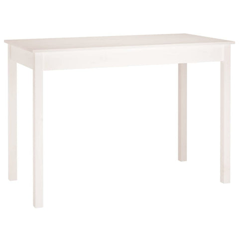 vidaXL Rectangular White Dining Table - Solid Pine Wood - 43.3" Cozy Eating & Casual Spaces - Countertable, Restaurant, Kitchen Versatile Use