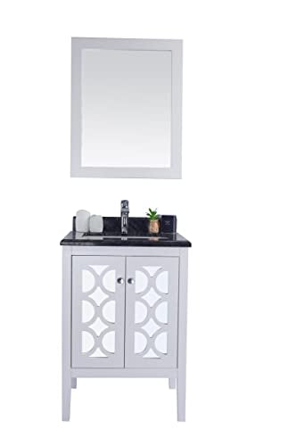 Laviva Mediterraneo - 24 - White Cabinet Black Wood Marble Countertop