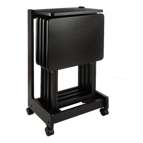 Winsome Brienda Snack Table Set with Flip Top Mobile Stand, for Living Room, Patio, 32", Coffee, Set of 4 Tables