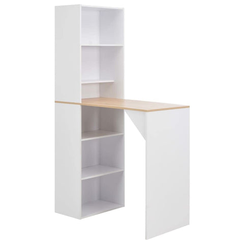 vidaXL Bar Table White, Natural Engineered Wood 45.3 x 23.2 x 78.7 in